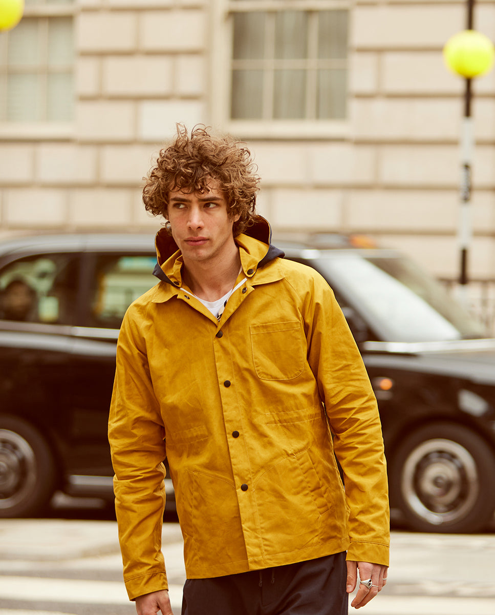 'All Year' Waxed Cotton Short Trench | Mustard