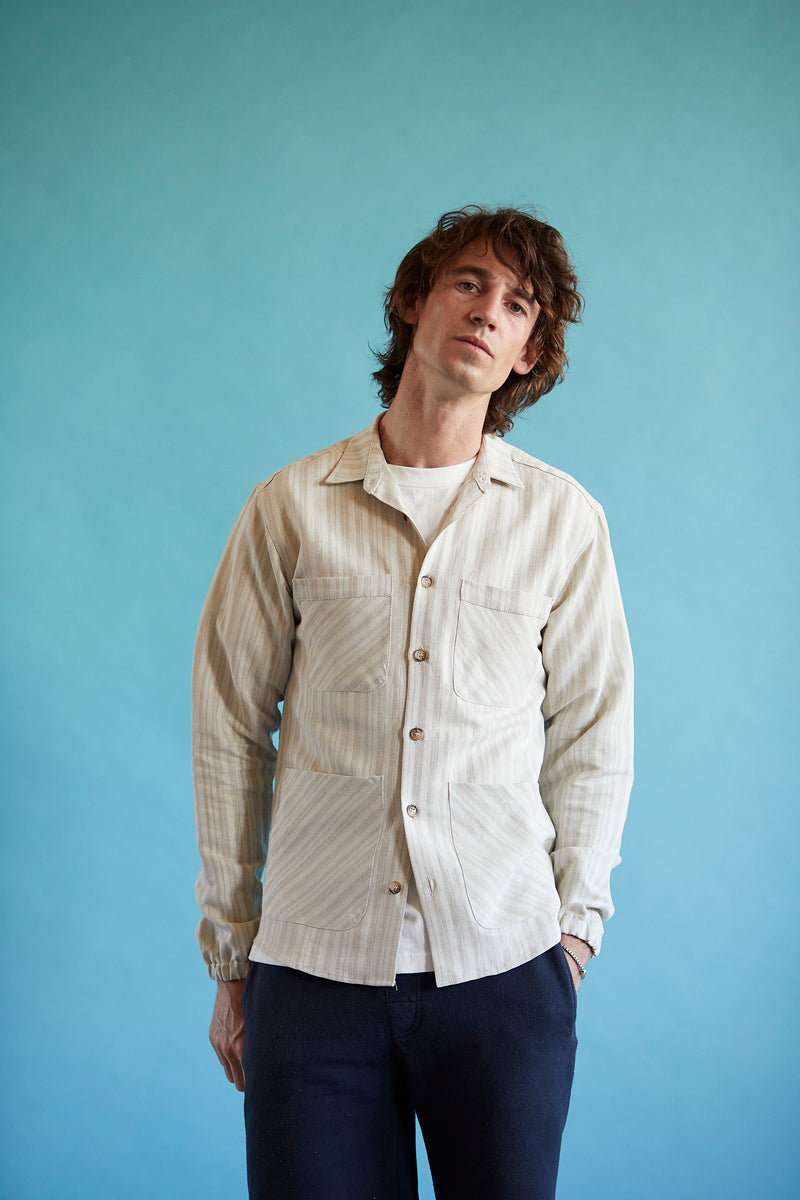 Cotton Overshirt - Coffee Stripe – BEE Outerwear