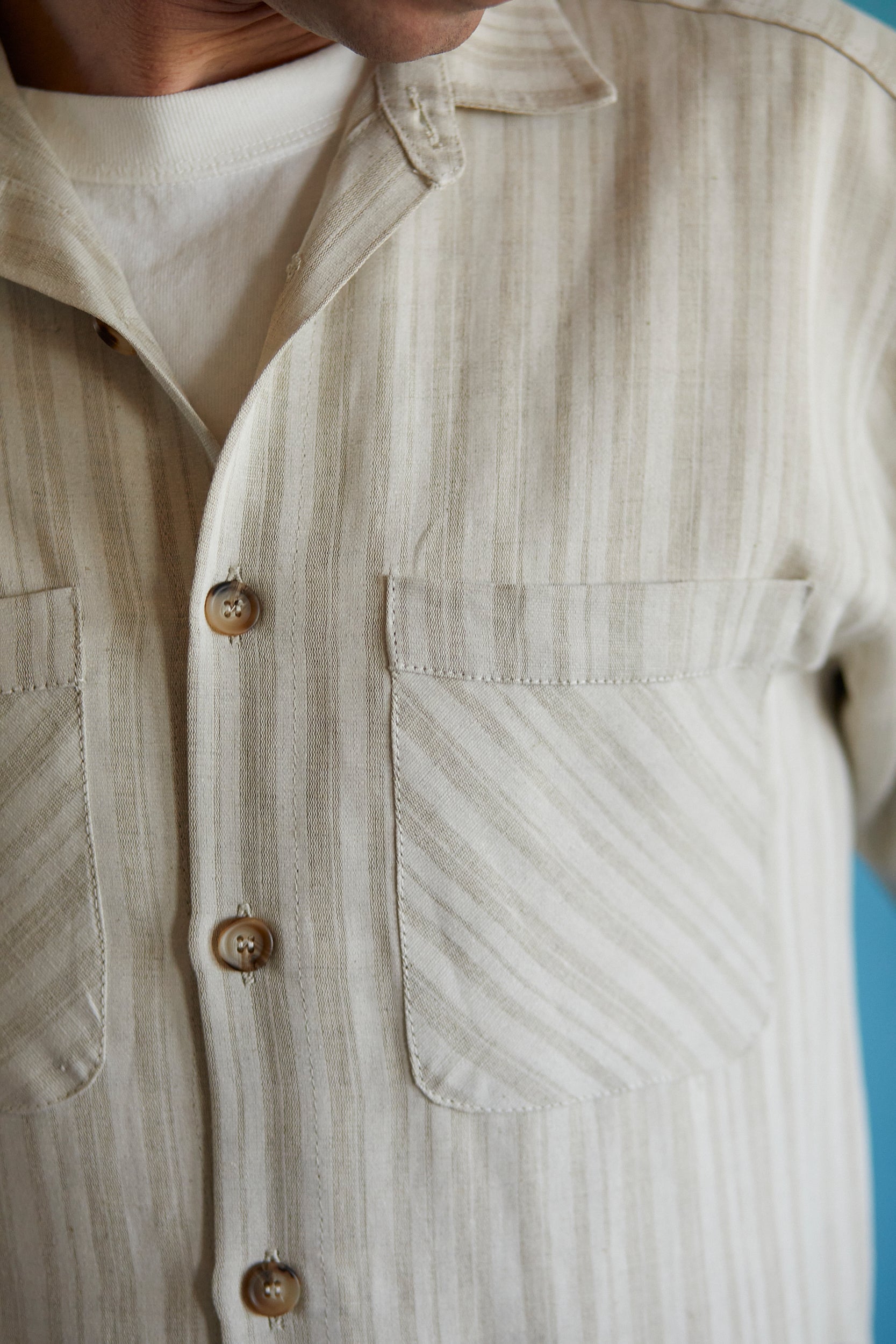 Cotton Overshirt - Coffee Stripe