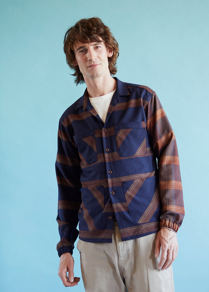 Cotton Overshirt - Coffee Stripe – BEE Outerwear