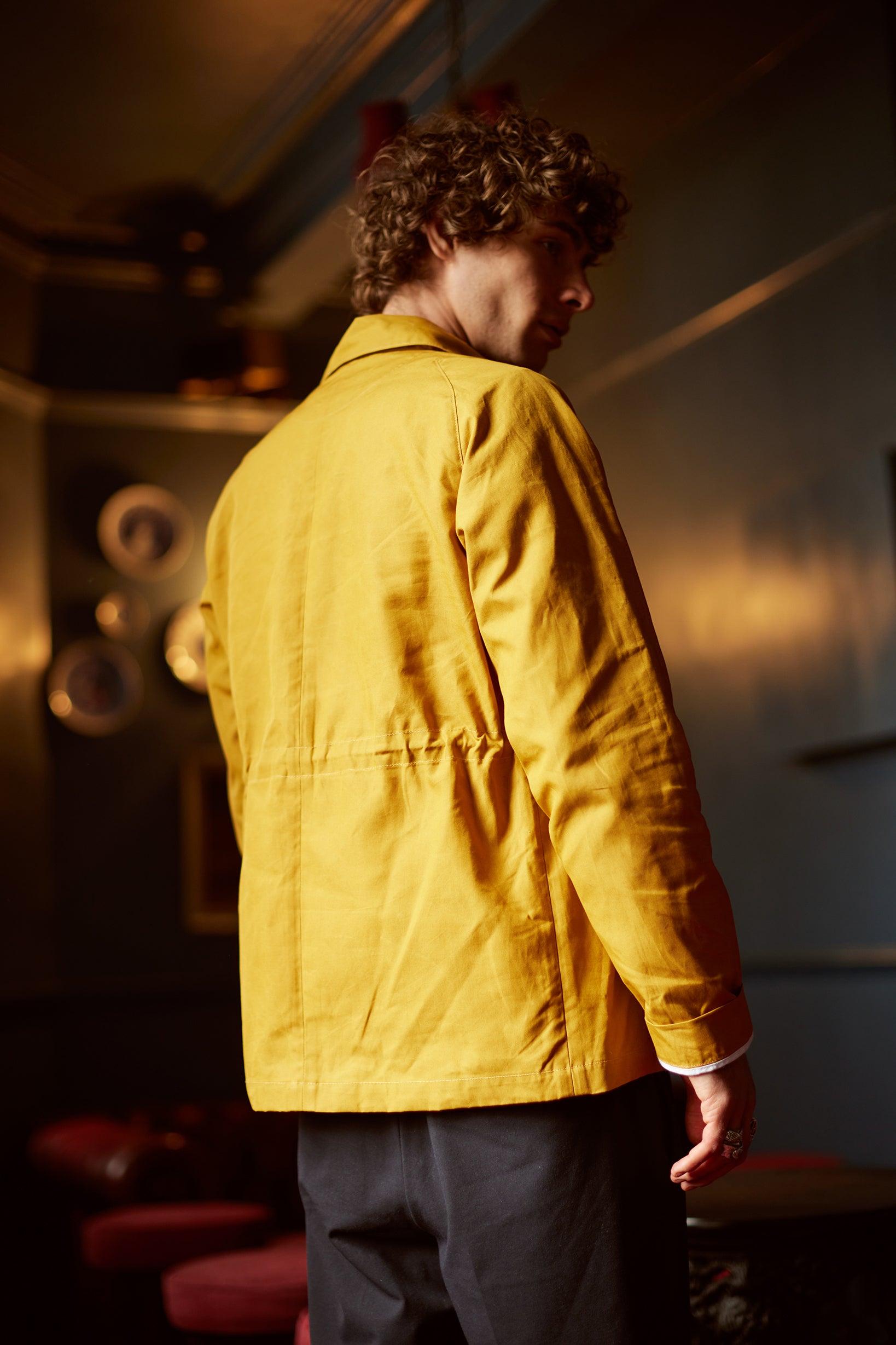 'All Year' Waxed Cotton Short Trench | Mustard