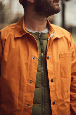 'All Year' Waxed Cotton Short Trench | Orange