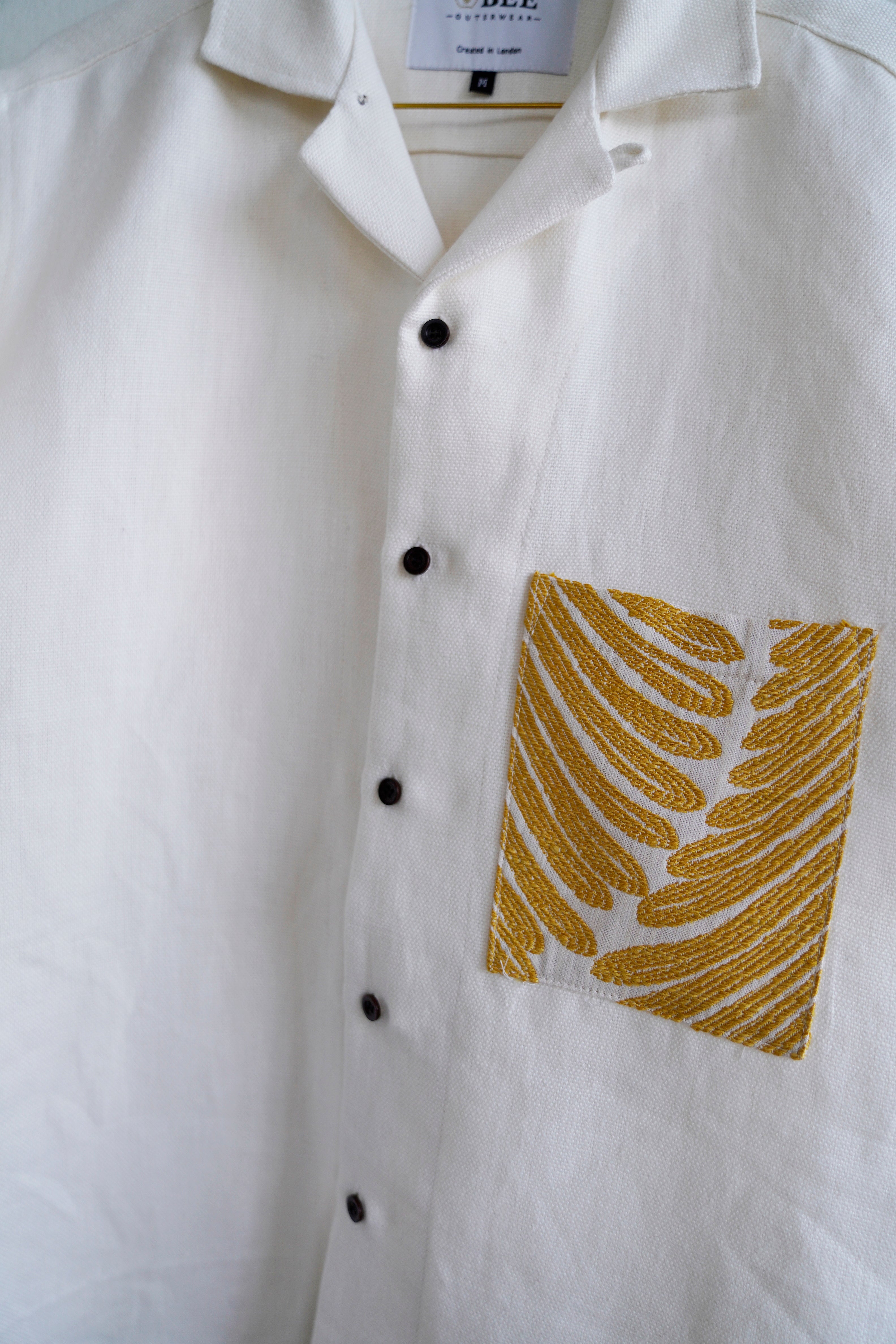 Cuban Short Sleeve Shirt - Off White Patch Pocket