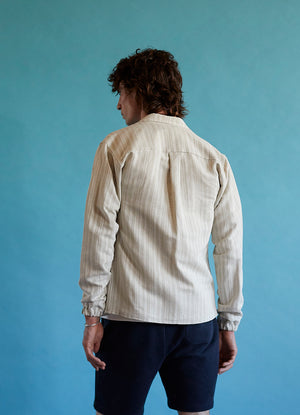 Cotton Overshirt - Coffee Stripe